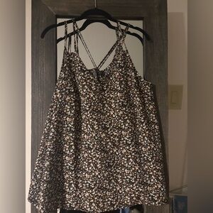 SHEIN Black Floral Strappy Tank Top